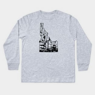 Rock Climbing Idaho Rock Climber State Map Kids Long Sleeve T-Shirt